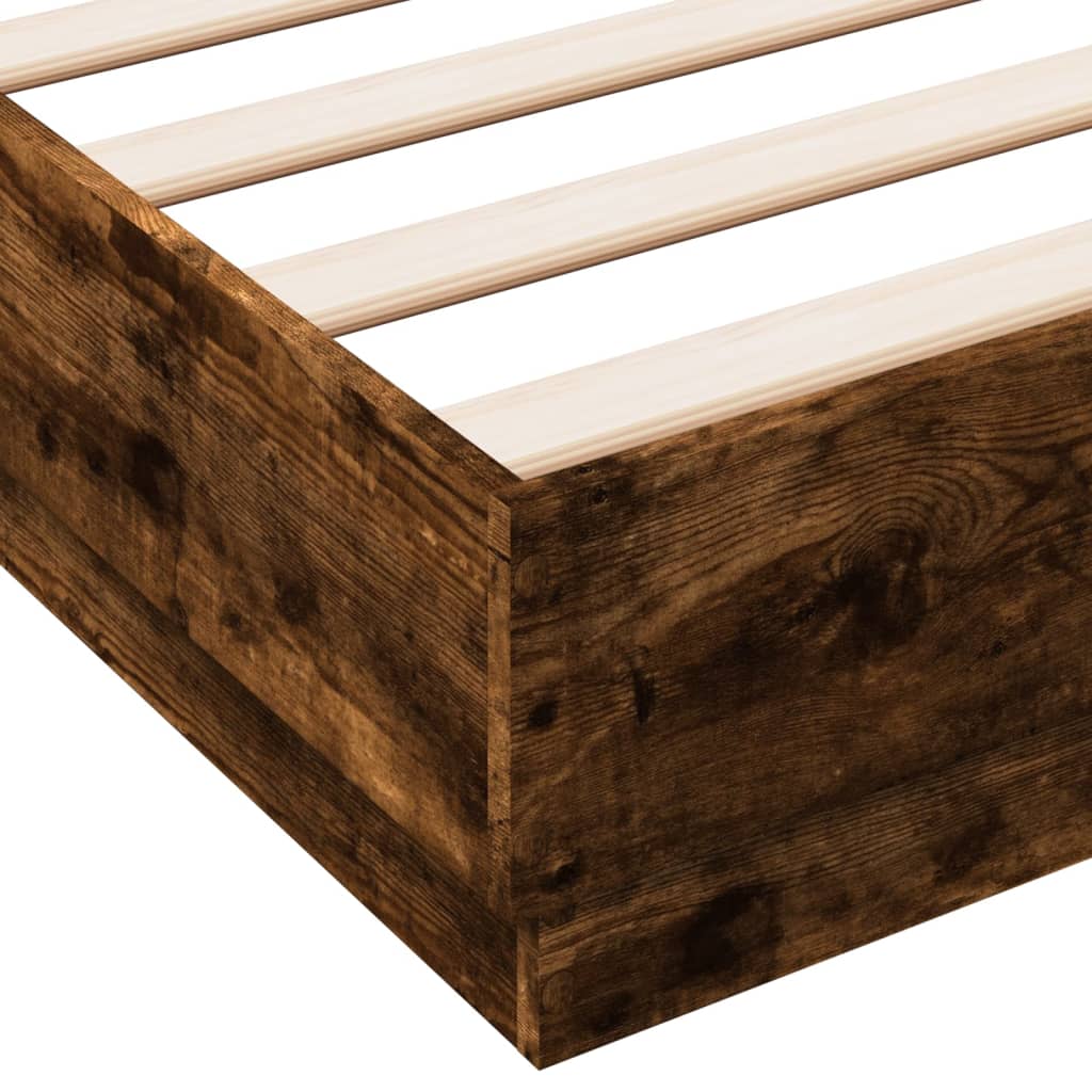 Okvir kreveta s LED svjetlima dimljena boja hrasta 150 x 200 cm