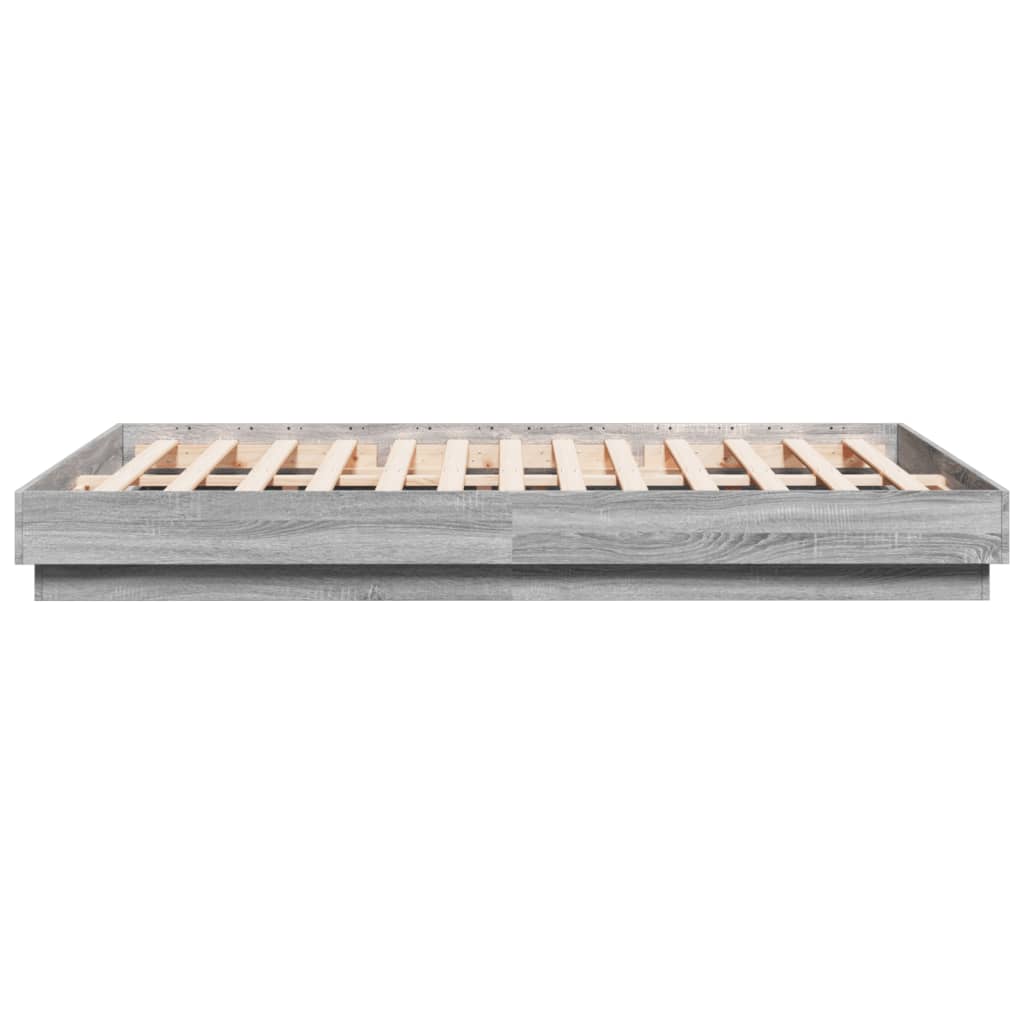 Okvir kreveta s LED svjetlima siva boja hrasta 150 x 200 cm