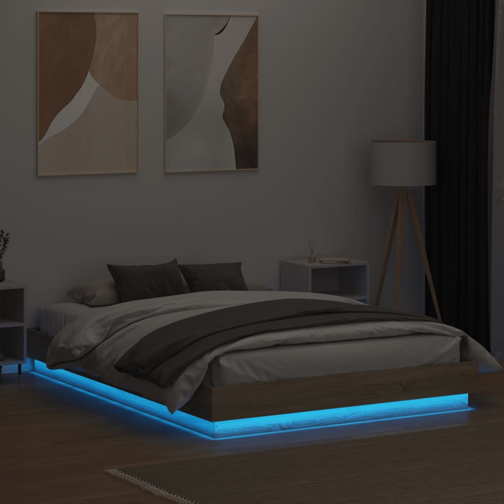 Okvir kreveta s LED svjetlima boja hrasta sonome 140 x 200 cm