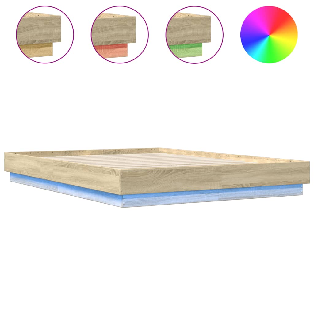 Okvir kreveta s LED svjetlima boja hrasta sonome 120 x 200 cm