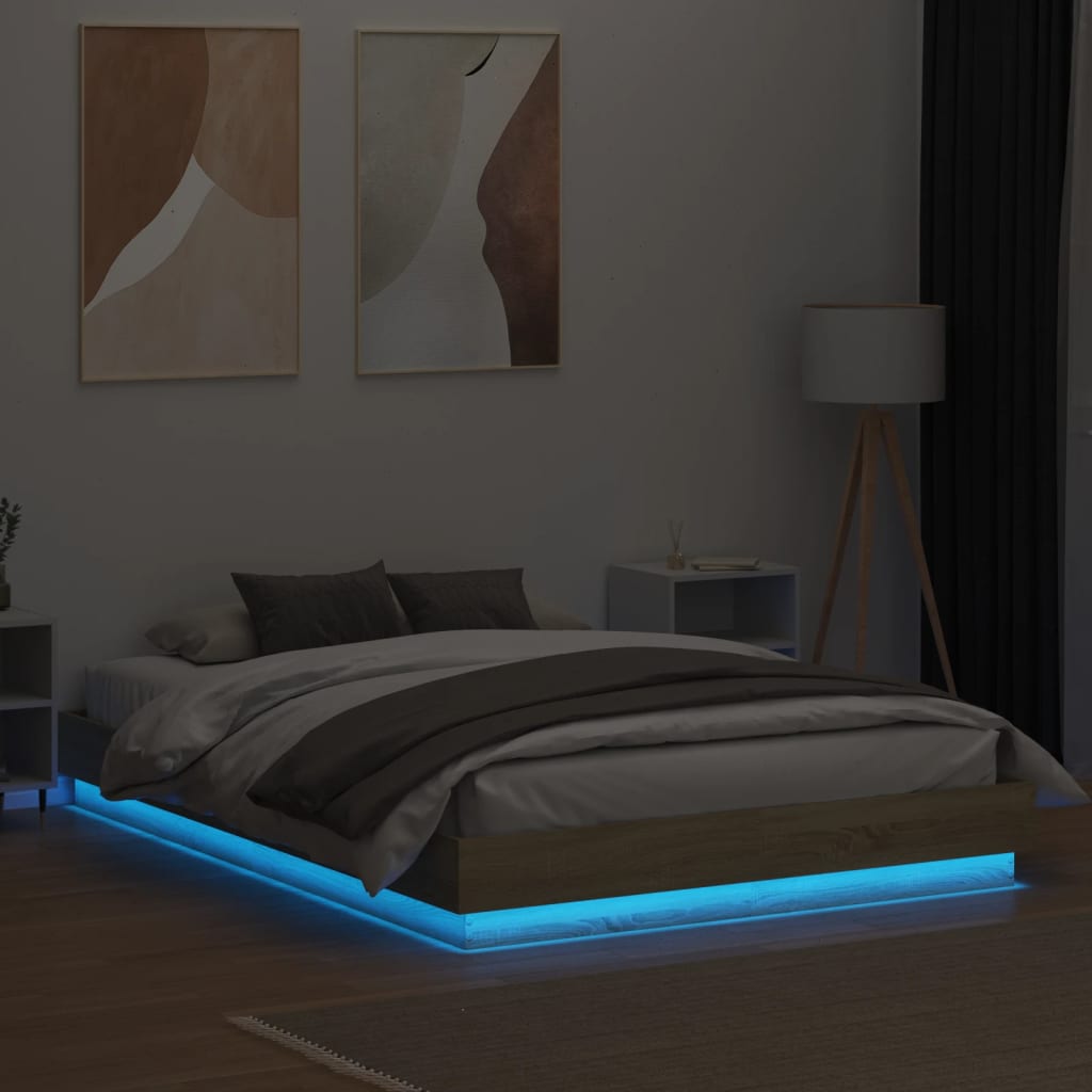Okvir kreveta s LED svjetlima boja hrasta sonome 120 x 200 cm