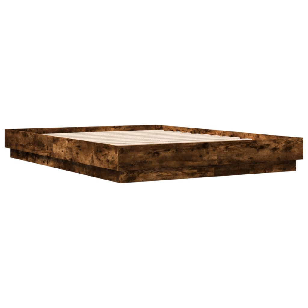 Okvir kreveta s LED svjetlima dimljena boja hrasta 120 x 200 cm