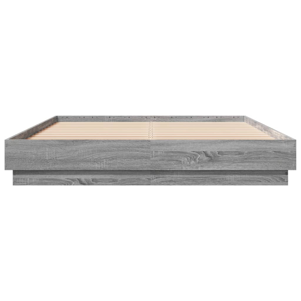 Okvir kreveta s LED svjetlima siva boja hrasta 120 x 200 cm