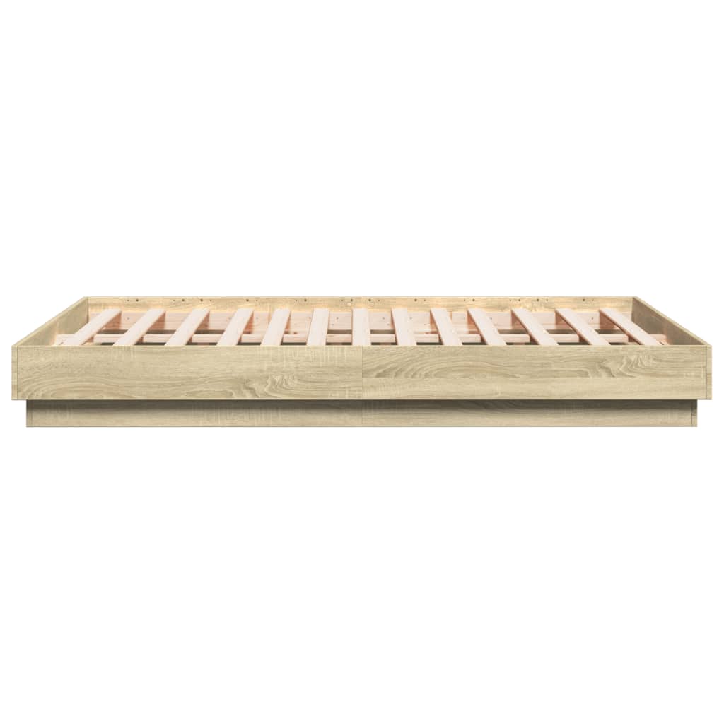 Okvir kreveta s LED svjetlima boja hrasta sonome 135 x 190 cm