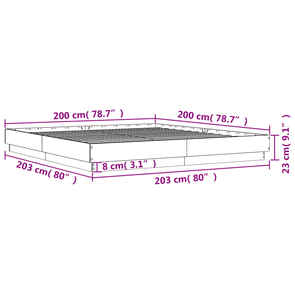 Okvir za krevet bijeli 200 x 200 cm od konstruiranog drva
