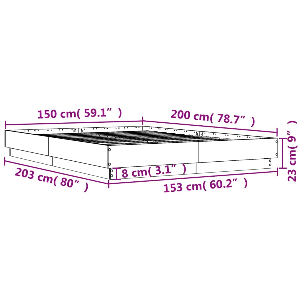 Okvir za krevet bijeli 150x200 cm konstruirano drvo