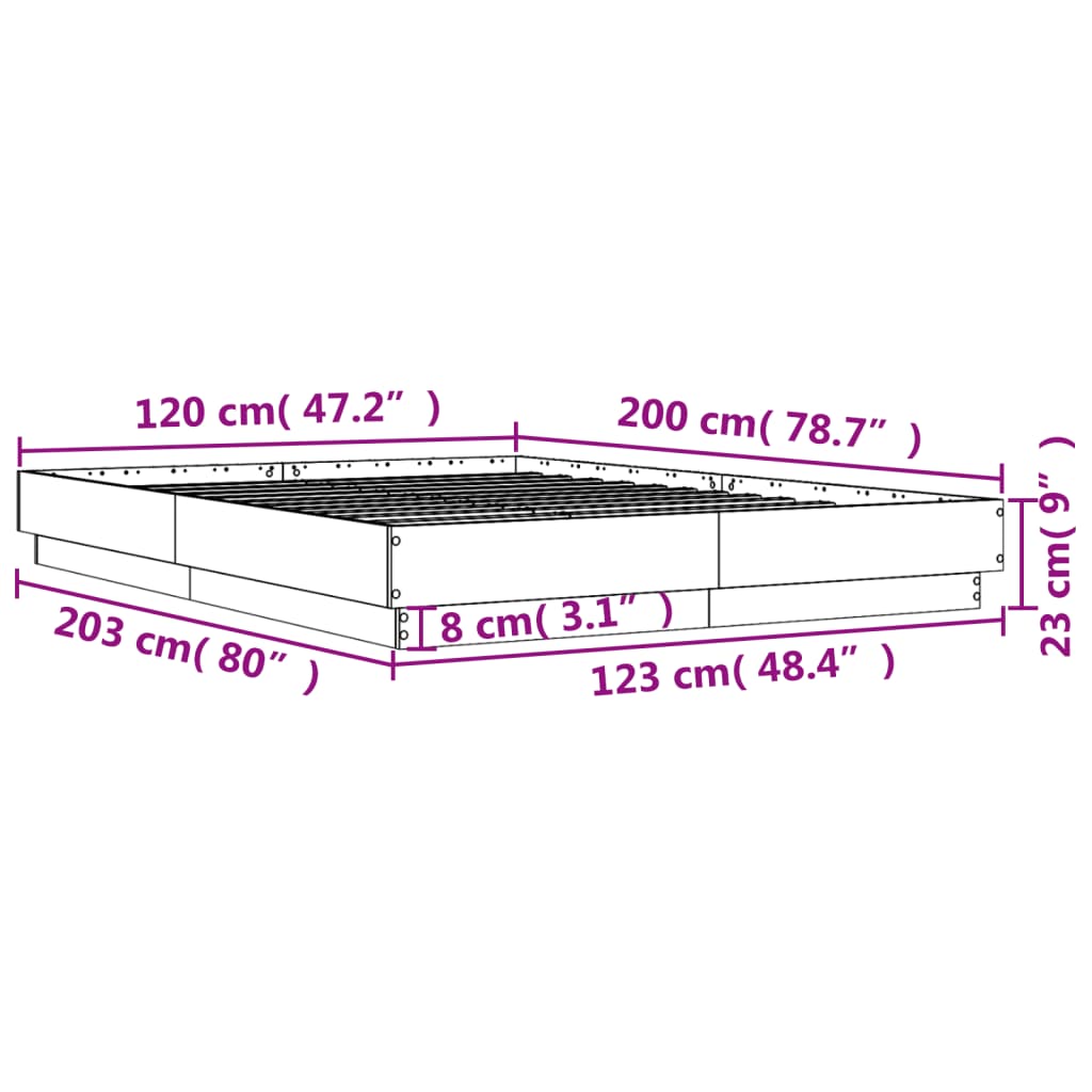 Okvir za krevet bijeli 120 x 200 cm konstruirano drvo