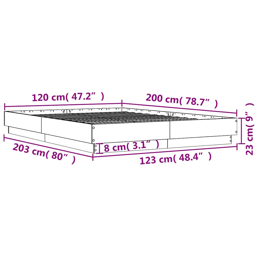 Okvir za krevet bijeli 120 x 200 cm konstruirano drvo