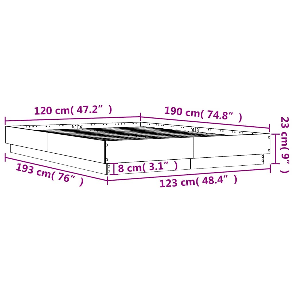 Okvir za krevet bijeli 120x190 cm konstruirano drvo
