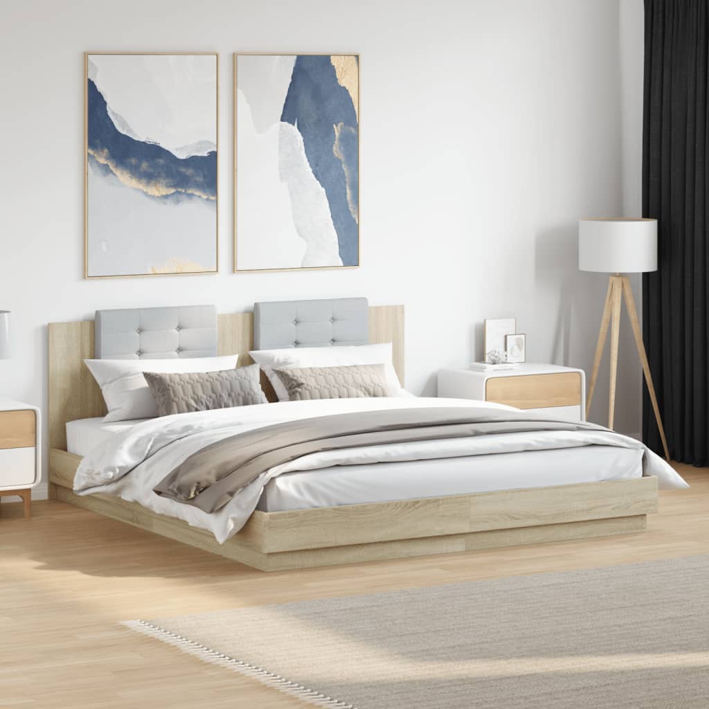 Okvir kreveta s uzglavljem LED boja hrasta sonome 200 x 200 cm