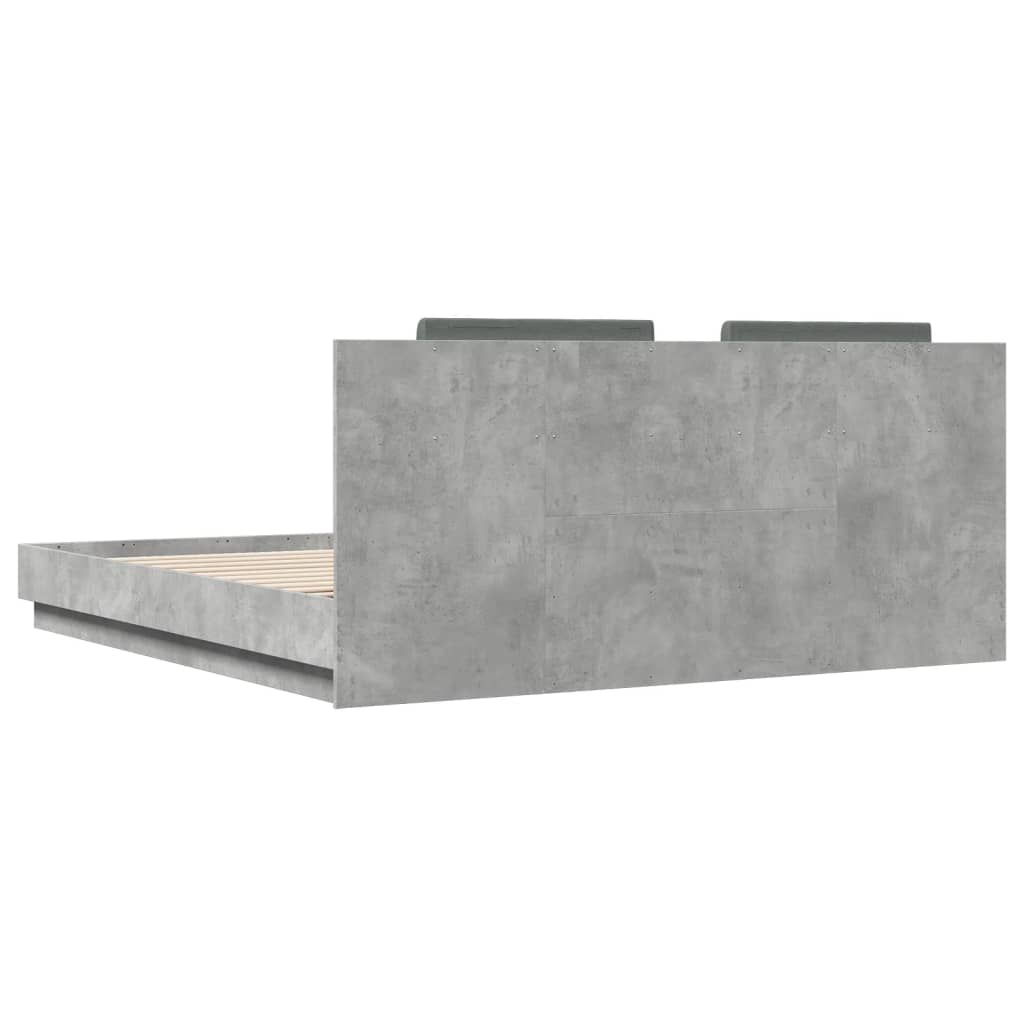 Okvir kreveta s uzglavljem LED siva boja betona 200 x 200 cm