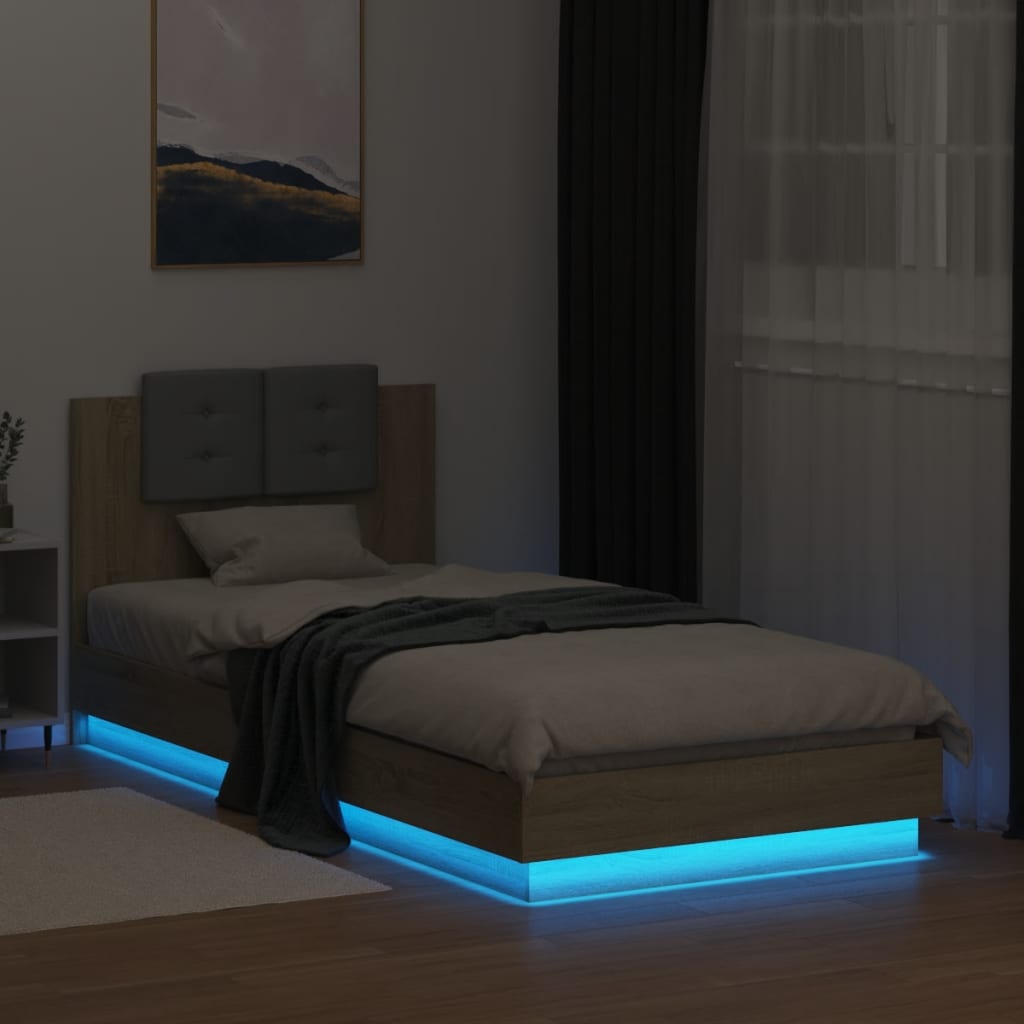 Okvir kreveta s uzglavljem LED boja hrasta sonome 100 x 200 cm