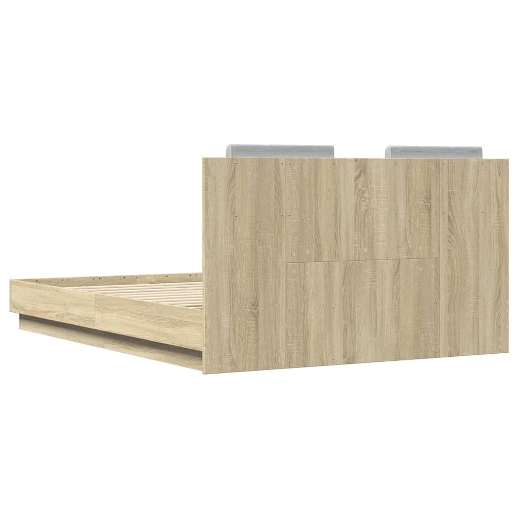 Okvir kreveta s uzglavljem LED boja hrasta sonome 135 x 190 cm