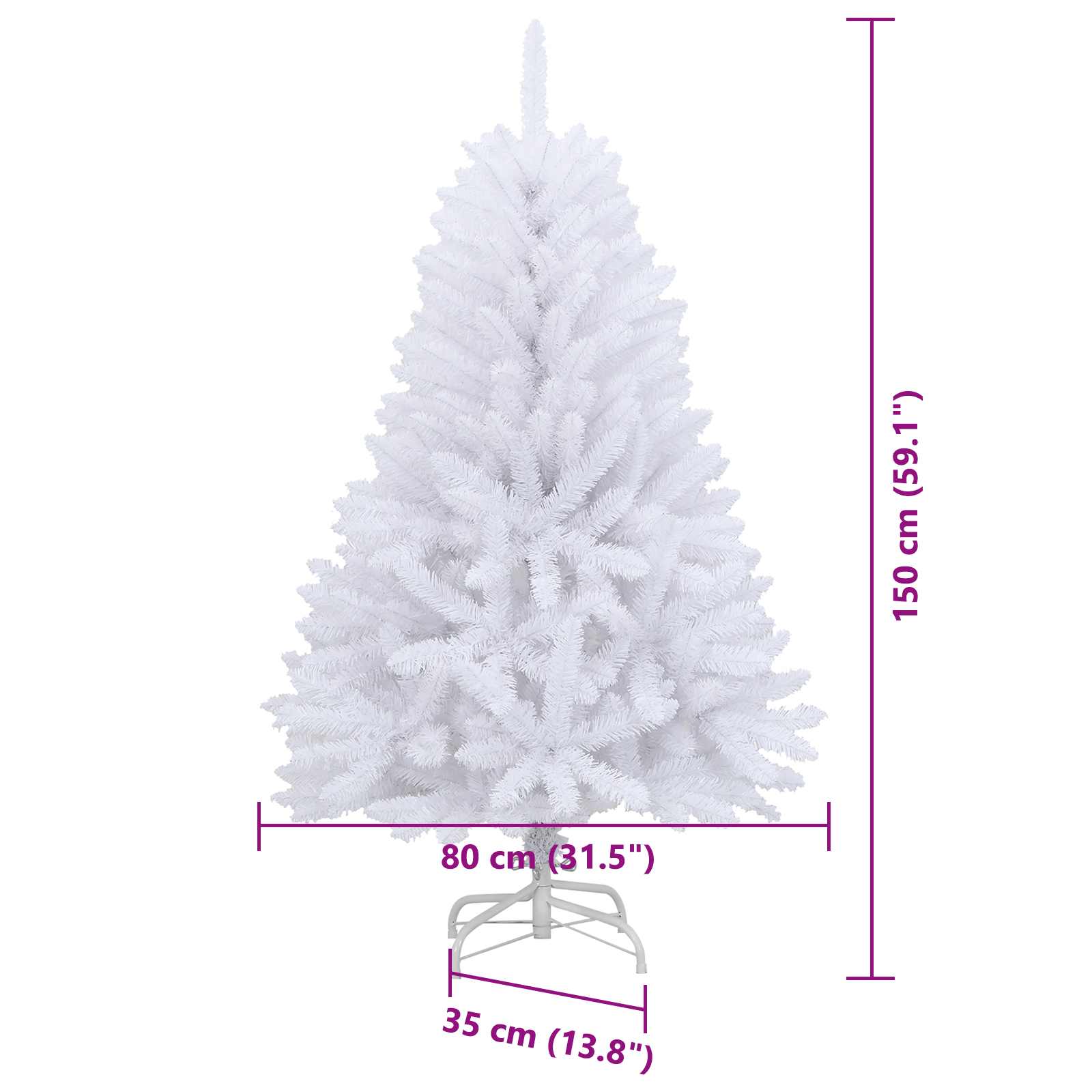 Umjetno božićno drvce Bijelo 80 x 80 x 150 cm PVC i metal