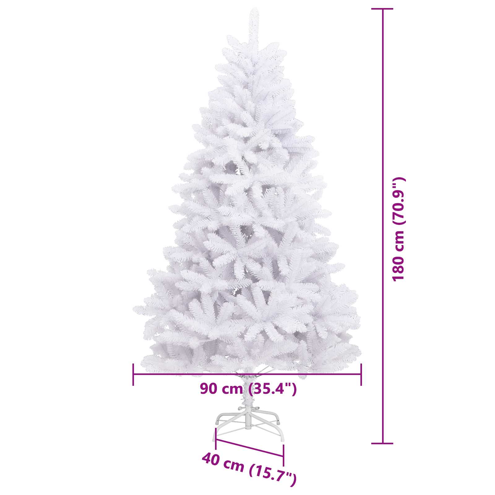Umjetno božićno drvce Bijelo 180 cm PVC i metal