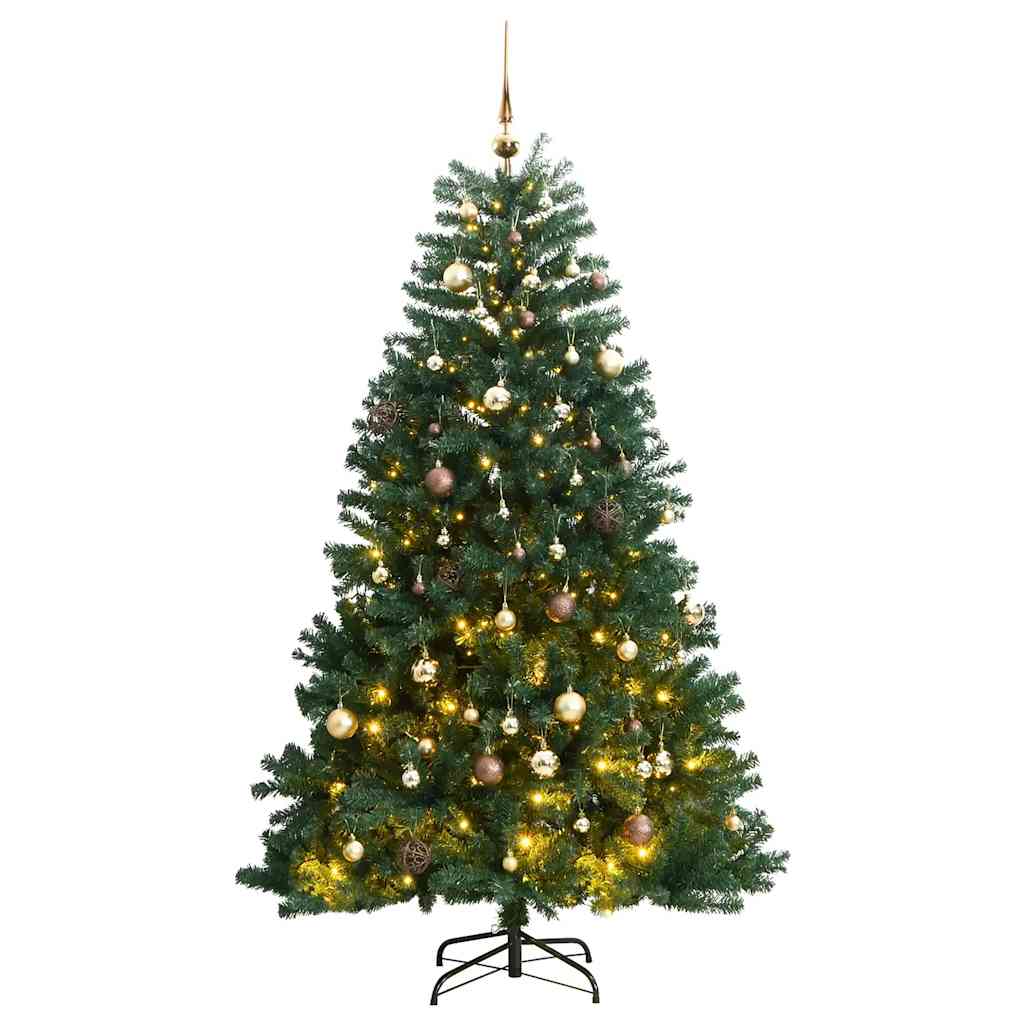 Umjetno božićno drvce 300 LED sa šarkama i kuglicama 210 cm