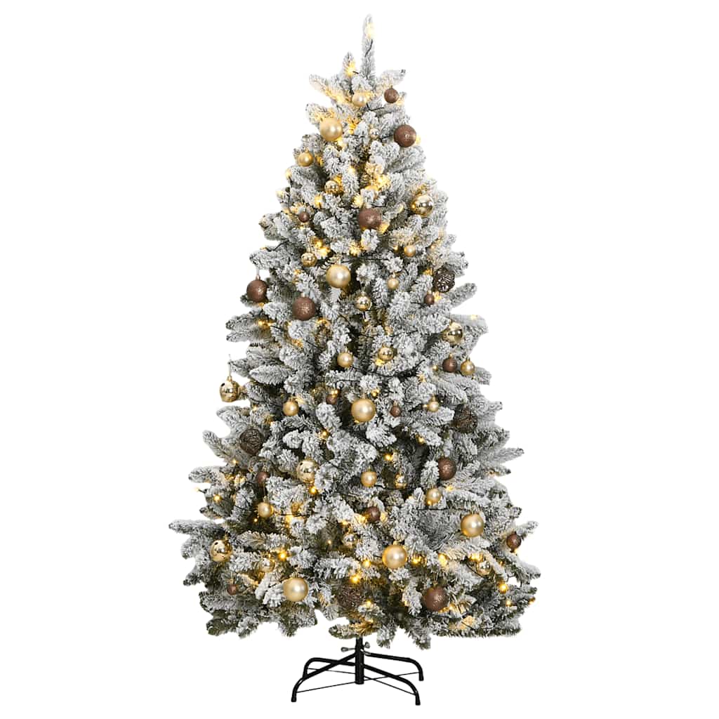 Umjetno božićno drvce 300 LED sa šarkama i kuglicama 210 cm