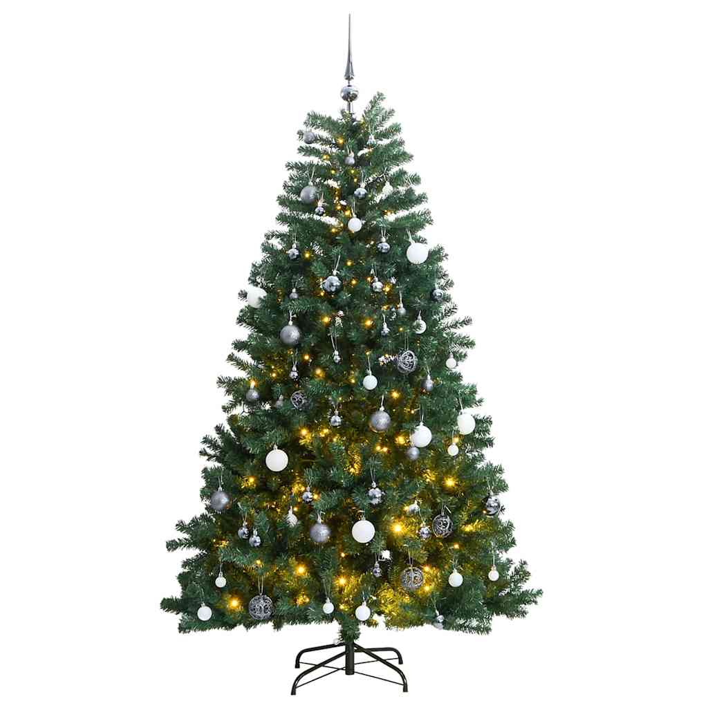 Umjetno božićno drvce 300 LED sa šarkama i kuglicama 180 cm