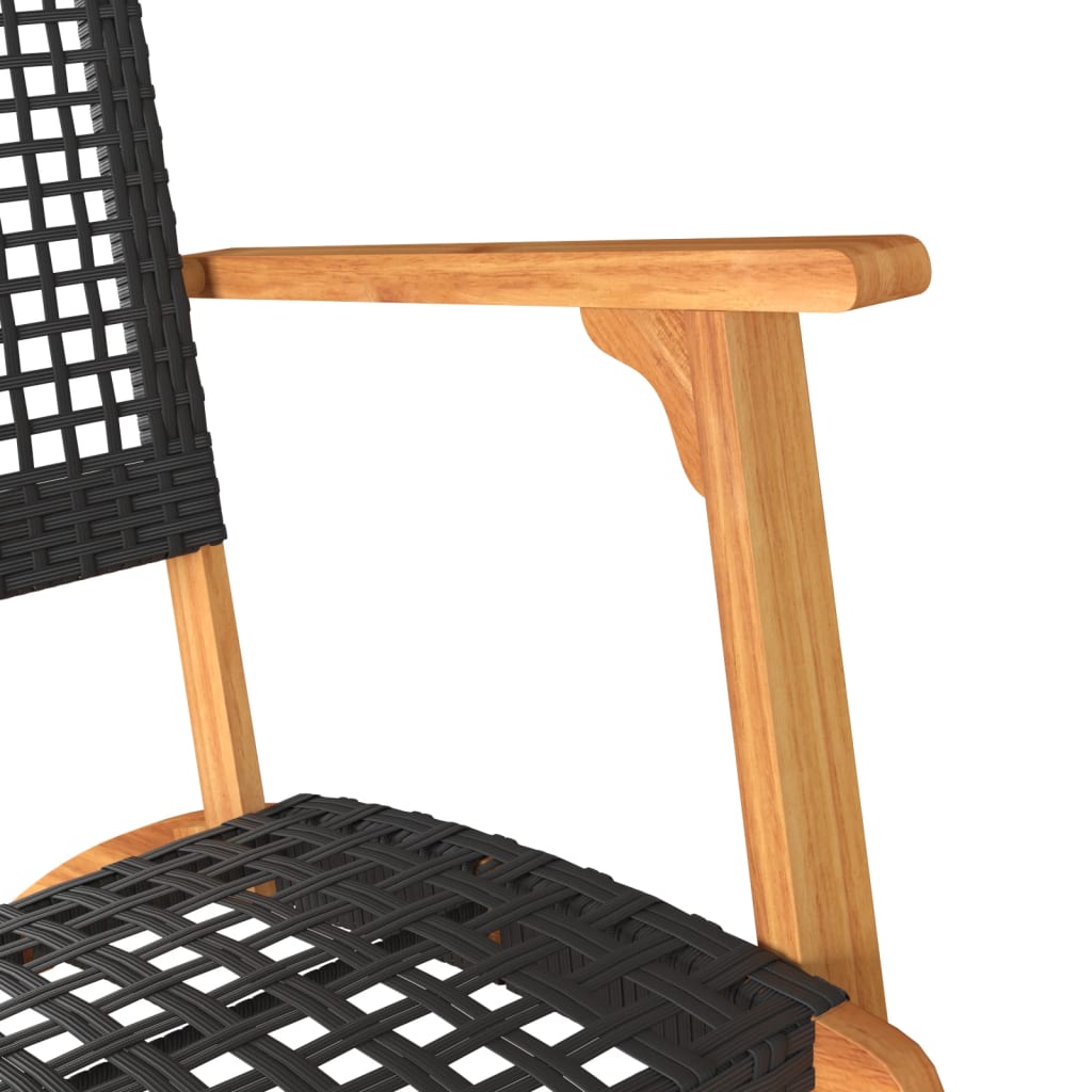 3-dijelni bistro set od poliratana i bagremovog drva crni