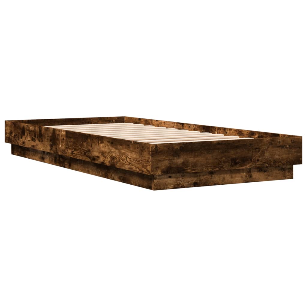 Okvir za krevet s LED svjetlima dimljena boja hrasta 100x200 cm