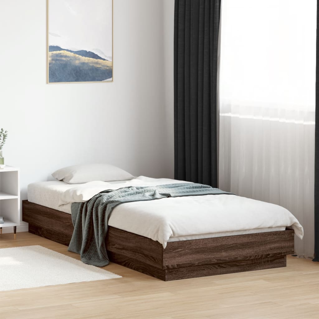 Okvir za krevet s LED svjetlima smeđa boja hrasta 100 x 200 cm