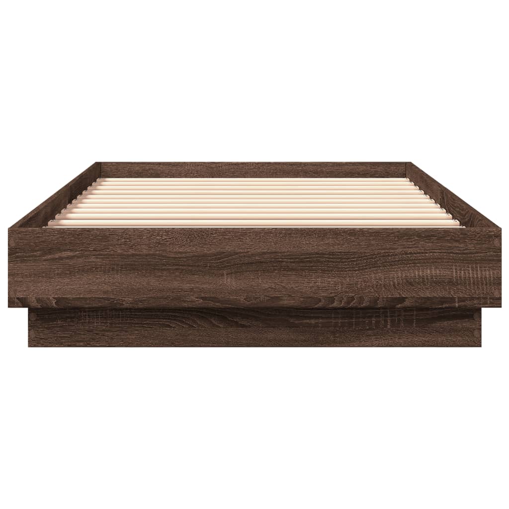 Okvir za krevet s LED svjetlima smeđa boja hrasta 100 x 200 cm
