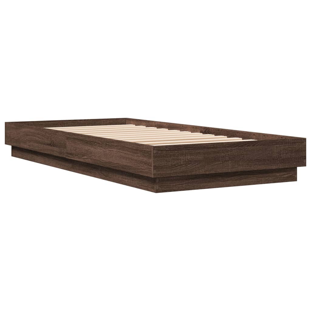 Okvir za krevet s LED svjetlima smeđa boja hrasta 100 x 200 cm