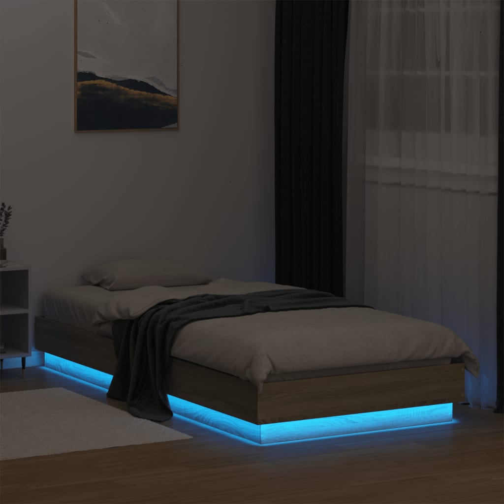 Okvir kreveta s LED svjetlima boja hrasta sonome 90 x 200 cm
