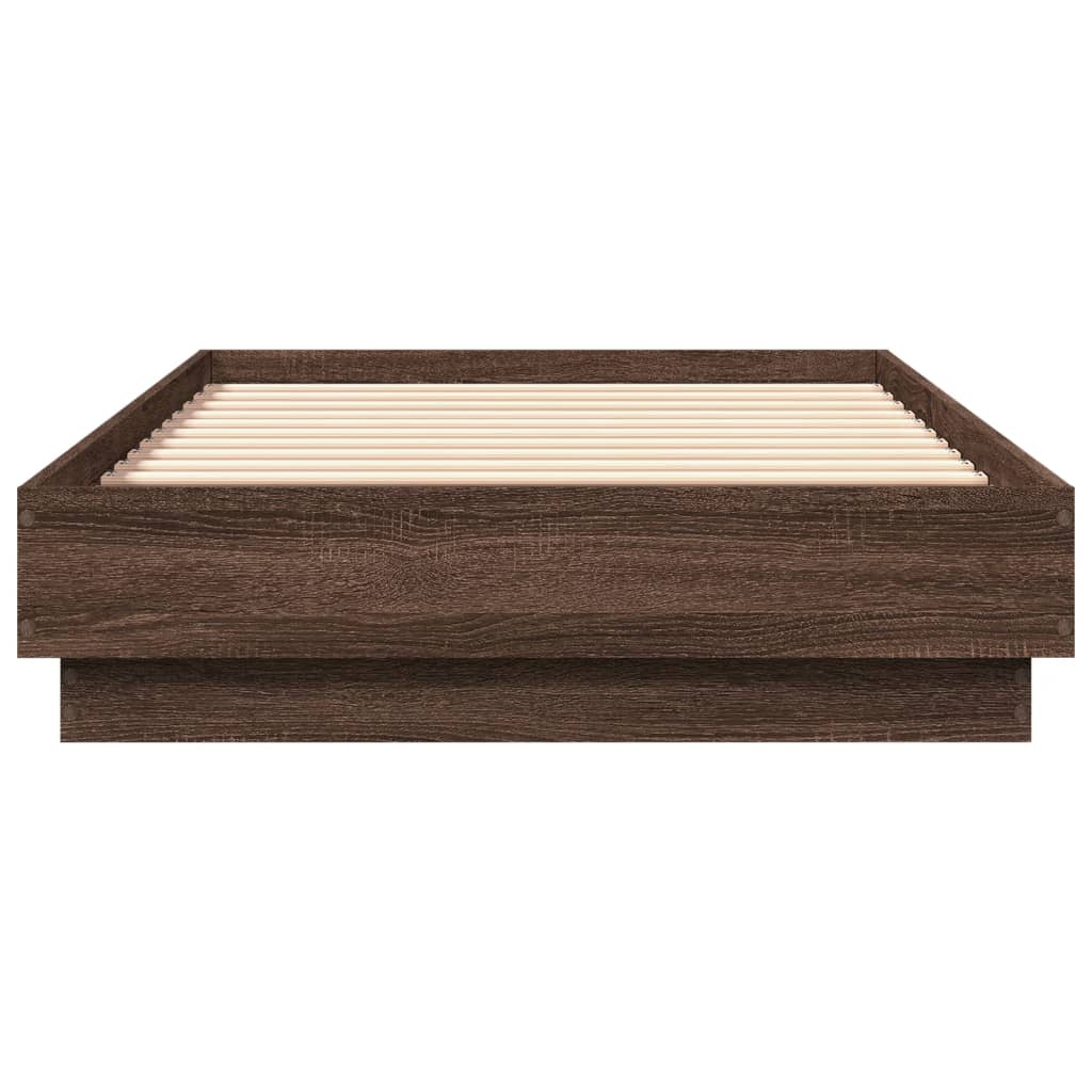 Okvir kreveta s LED svjetlima boja smeđeg hrasta 90 x 190 cm