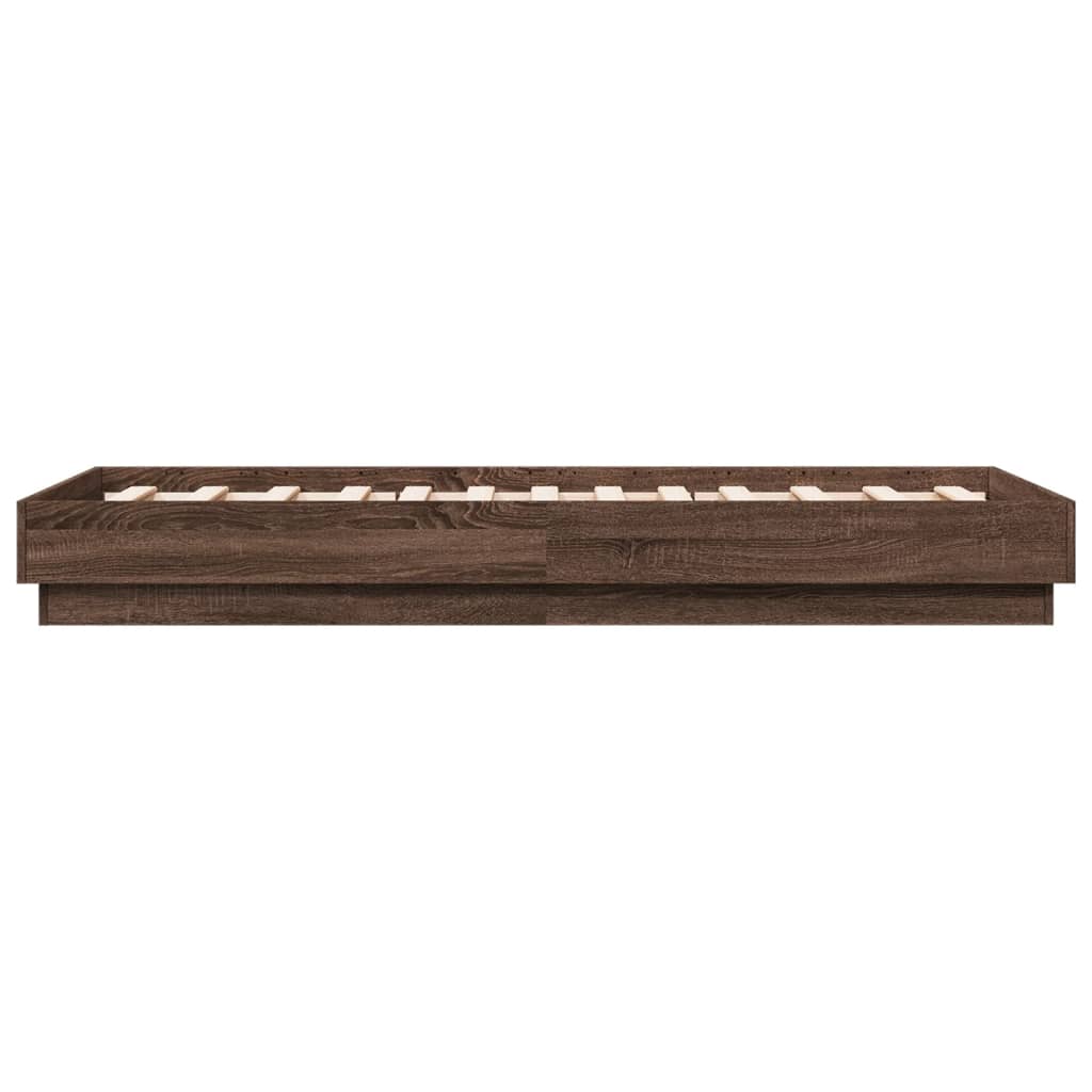 Okvir kreveta s LED svjetlima boja smeđeg hrasta 90 x 190 cm