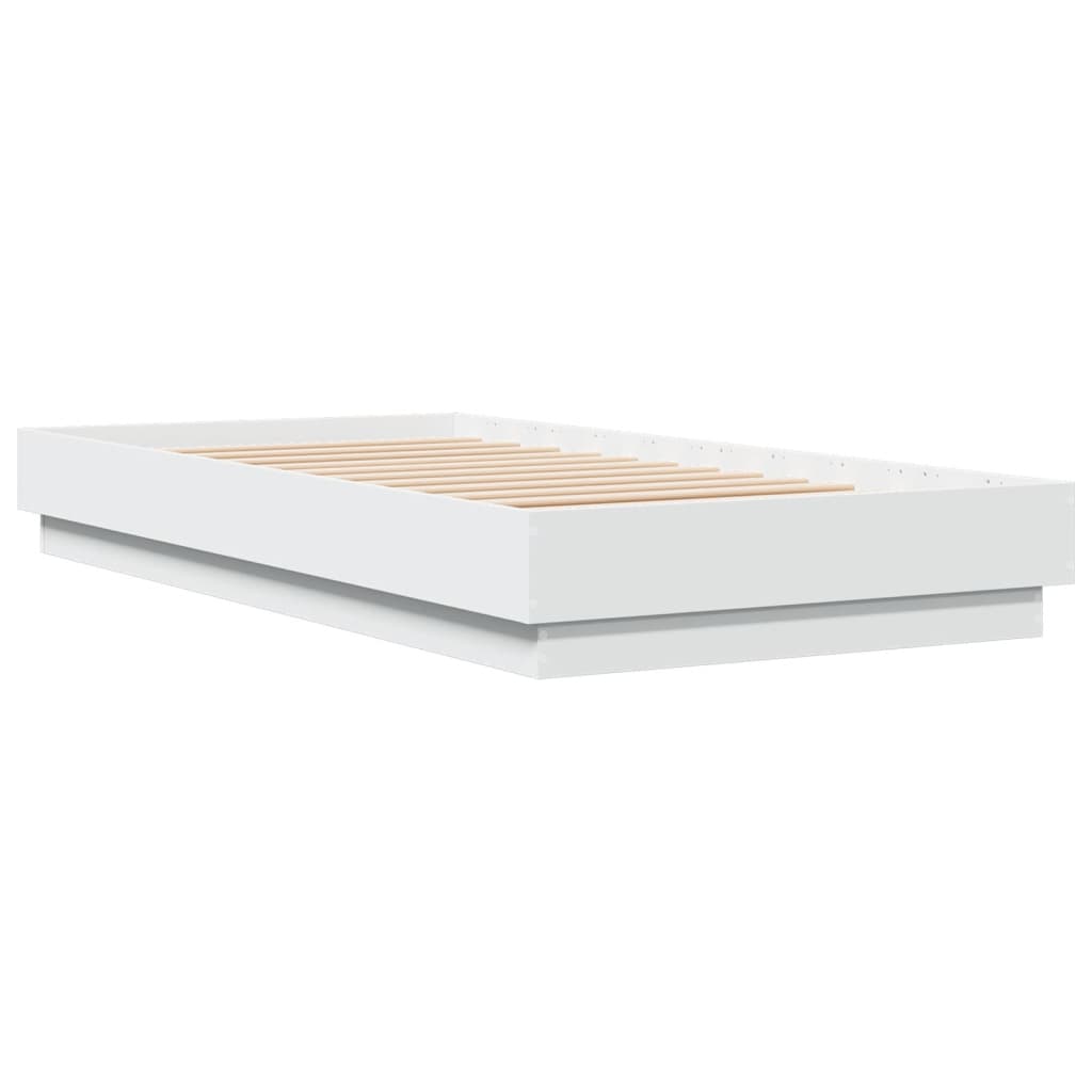 Okvir kreveta s LED svjetlima bijeli 75 x 190 cm