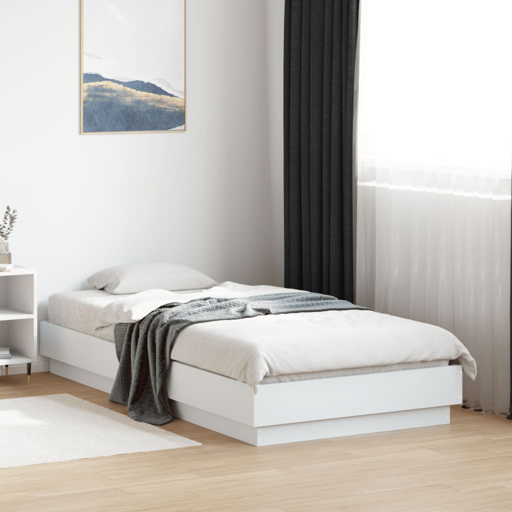 Okvir kreveta s LED svjetlima bijeli 75 x 190 cm