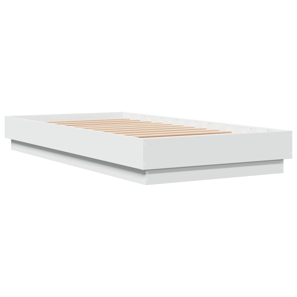 Okvir kreveta s LED svjetlima bijeli 75 x 190 cm
