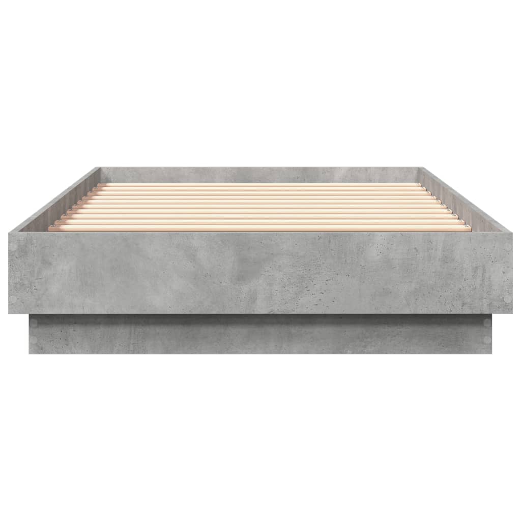 Okvir kreveta s LED svjetlima siva boja betona 75 x 190 cm
