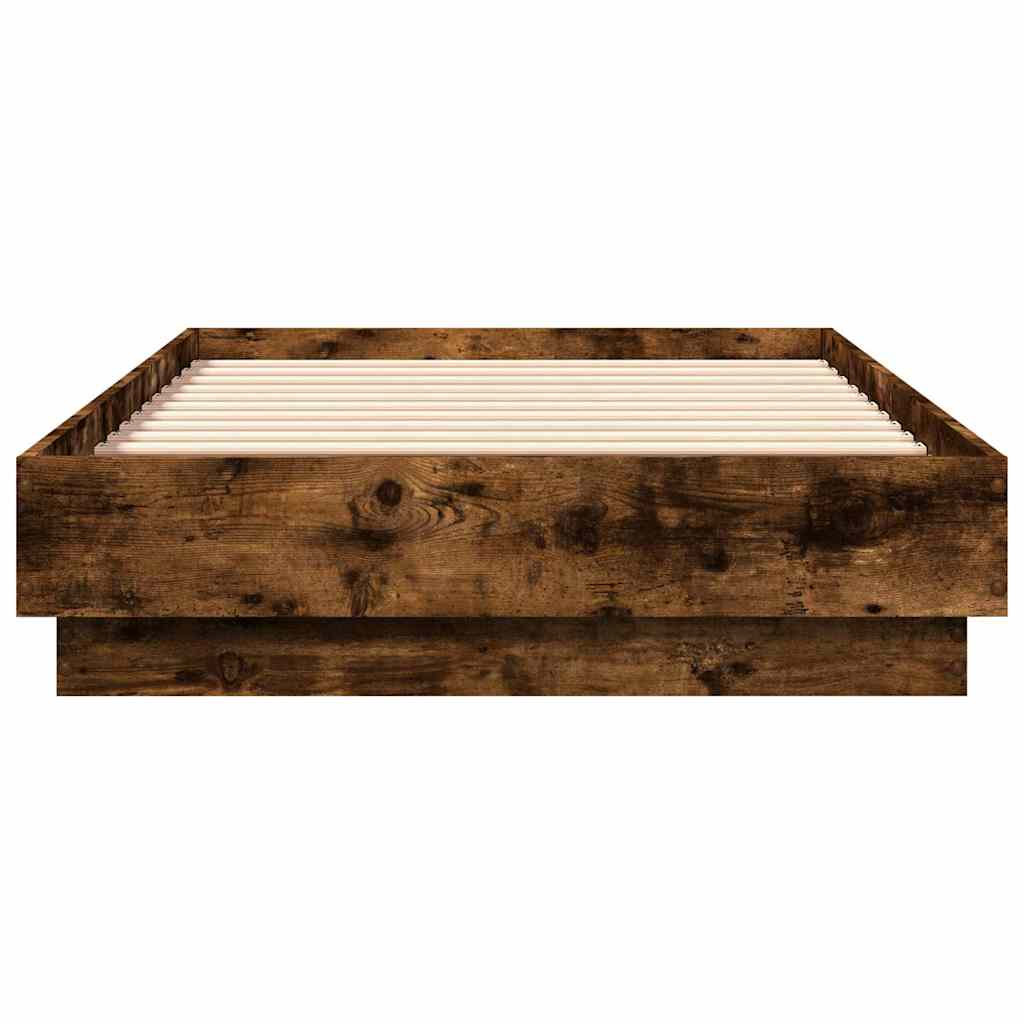Okvir kreveta s LED svjetlima dimljena boja hrasta 75 x 190 cm