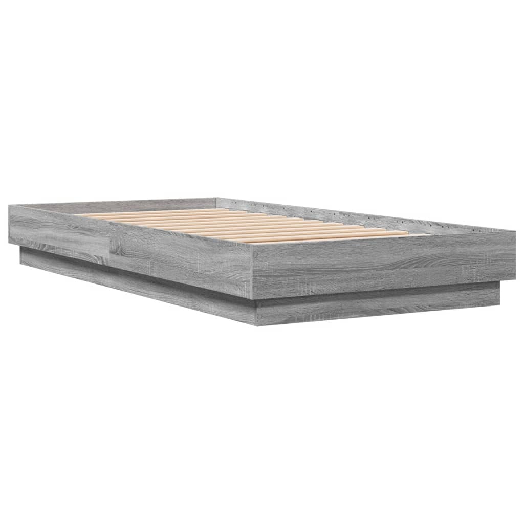 Okvir kreveta s LED svjetlima siva boja hrasta 75 x 190 cm