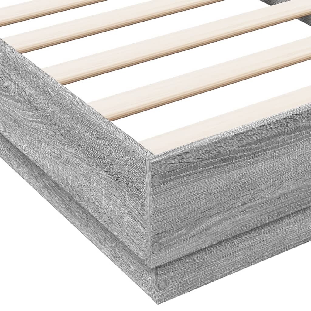 Okvir kreveta s LED svjetlima siva boja hrasta 75 x 190 cm