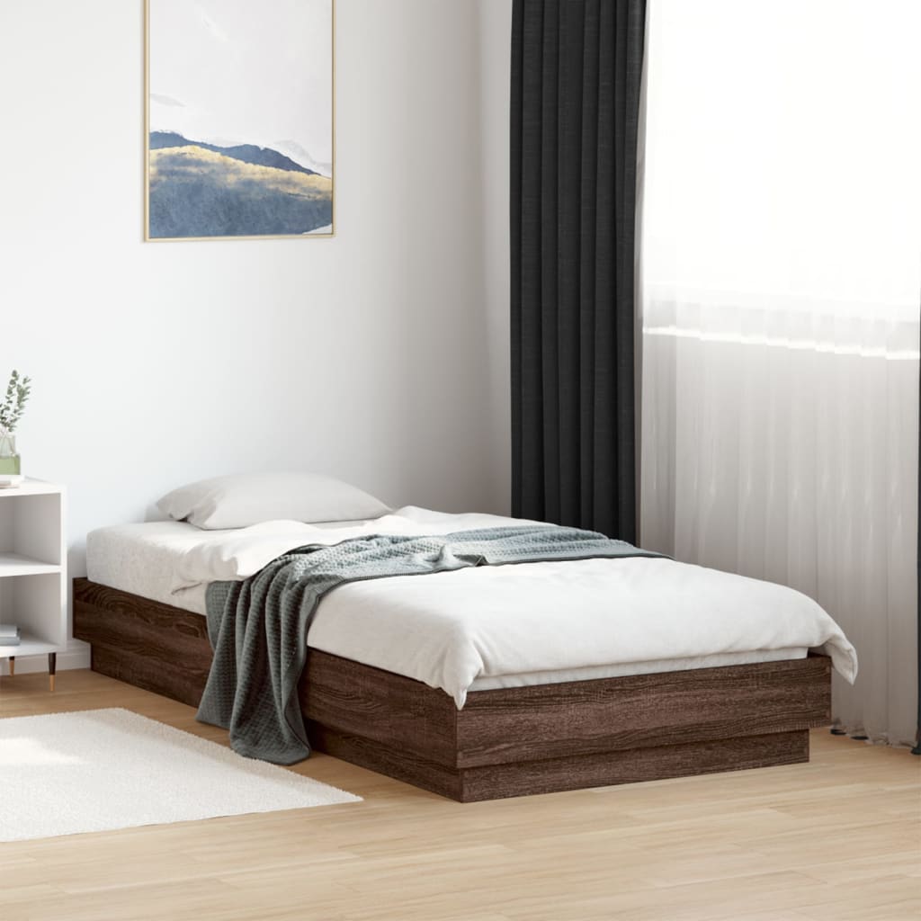 Okvir kreveta s LED svjetlima smeđa boja hrasta 75 x 190 cm