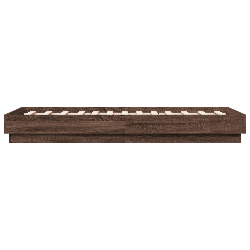 Okvir kreveta s LED svjetlima smeđa boja hrasta 75 x 190 cm