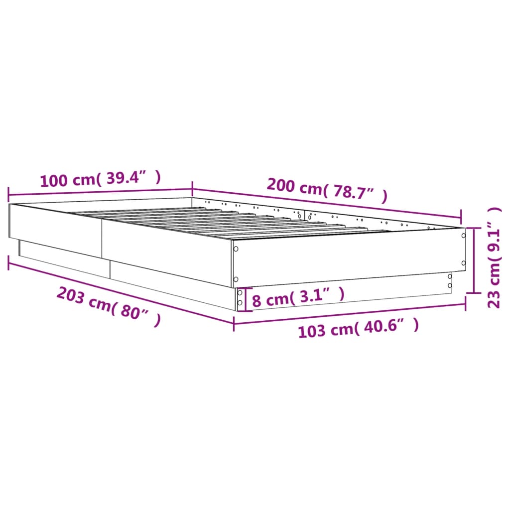 Okvir za krevet crni 100x200 cm konstruirano drvo