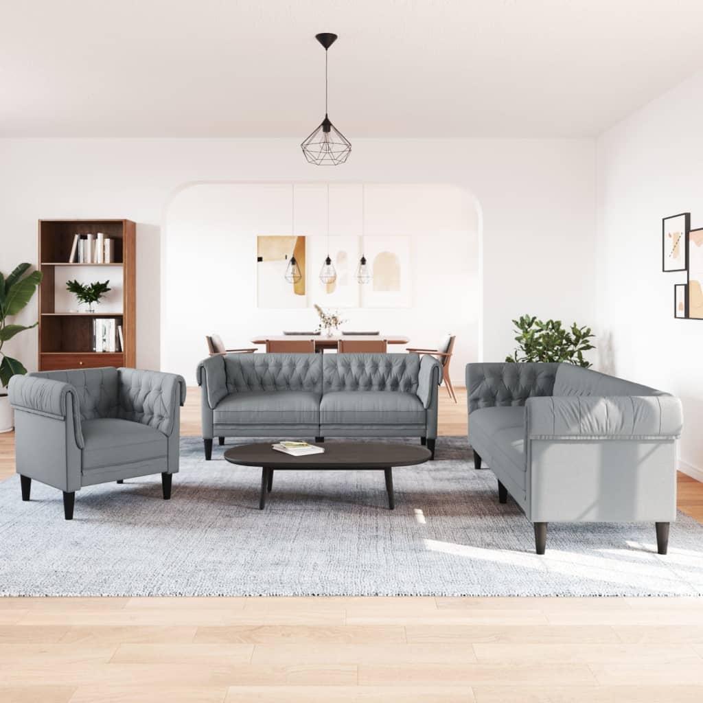 3-dijelni set sofa svjetlosivi od tkanine