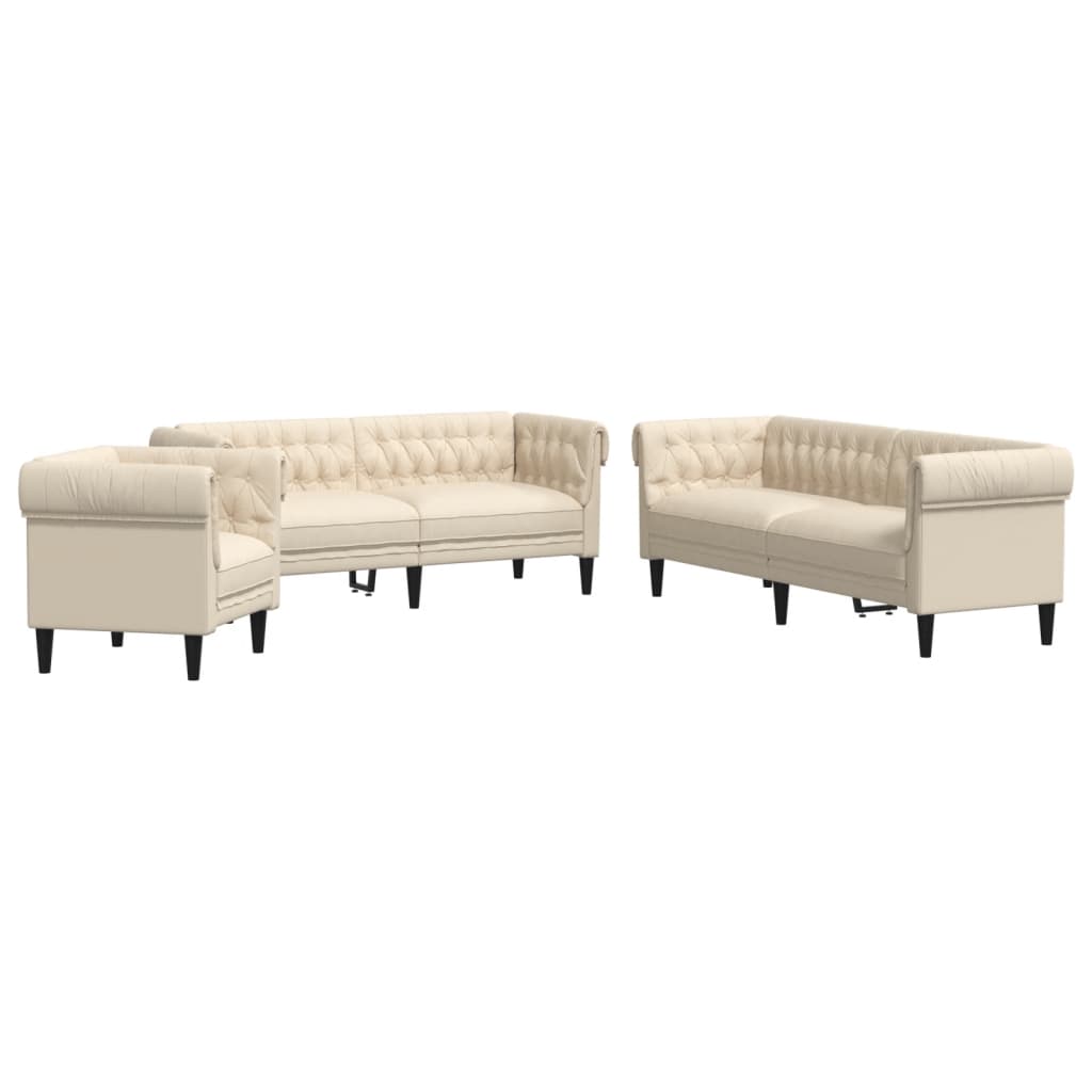 3-dijelni set sofa krem od mikrovlakana