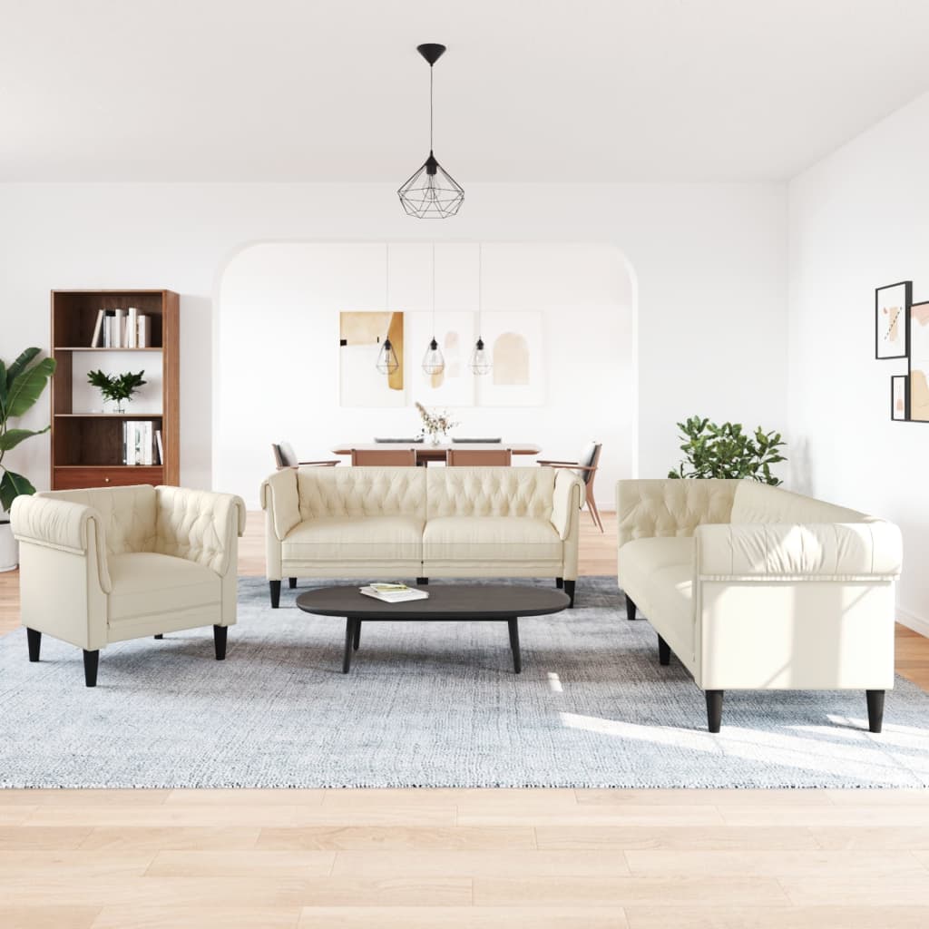 3-dijelni set sofa krem od mikrovlakana
