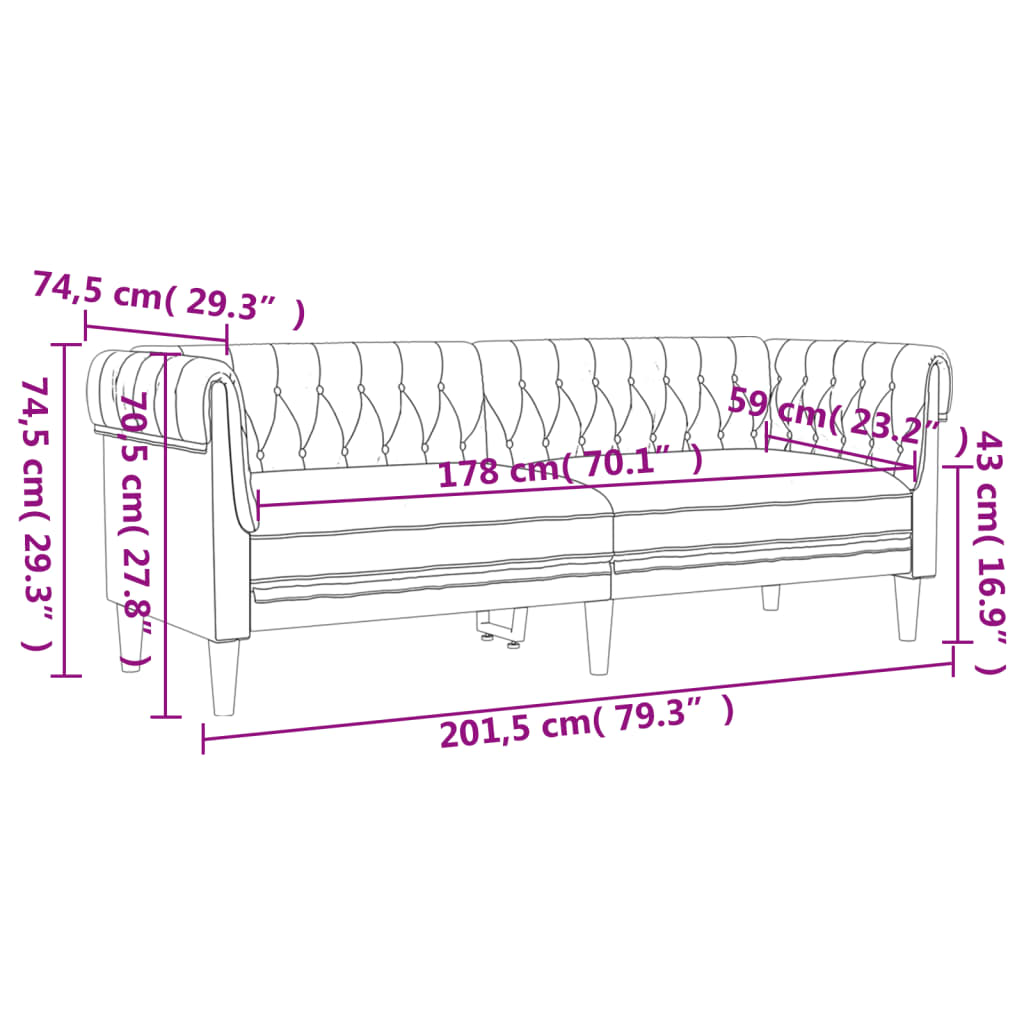 3-dijelni set sofa krem od mikrovlakana