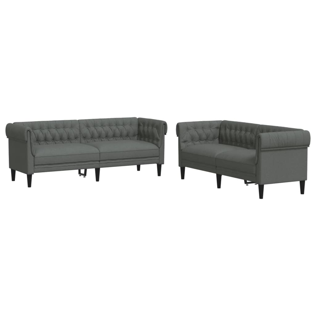 2-dijelni set sofa tamnosivi od tkanine