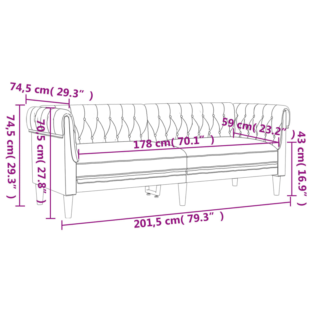 2-dijelni set sofa crni od tkanine