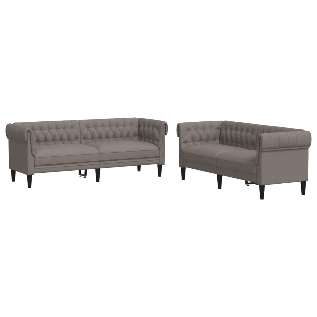 2-dijelni set sofa smeđesivi od tkanine