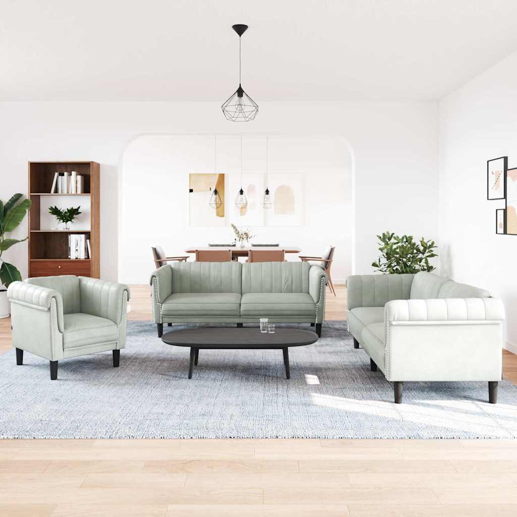 3-dijelni set sofa svjetlosivi baršunasti
