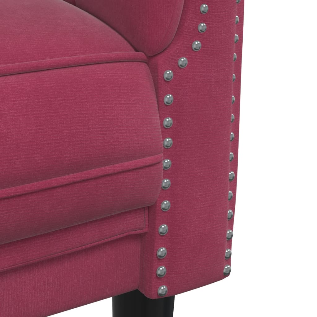 3-dijelni set sofa crvena boja vina baršunasti