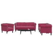 3-dijelni set sofa crvena boja vina baršunasti